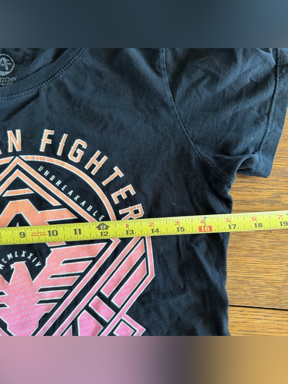 American Fighter Black Tee with White Logo Print - Picture 6 of 8